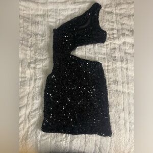 Black sequin cutout dress